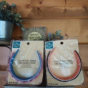 Set of 2‎ Vintage 80s 1982 Goody Young Miss Headbands Gripping Teeth USA 3916
